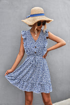 Damen Freizeitkleid mit voluminösen Rüschendetails und komfortablem Taillenzug R&B