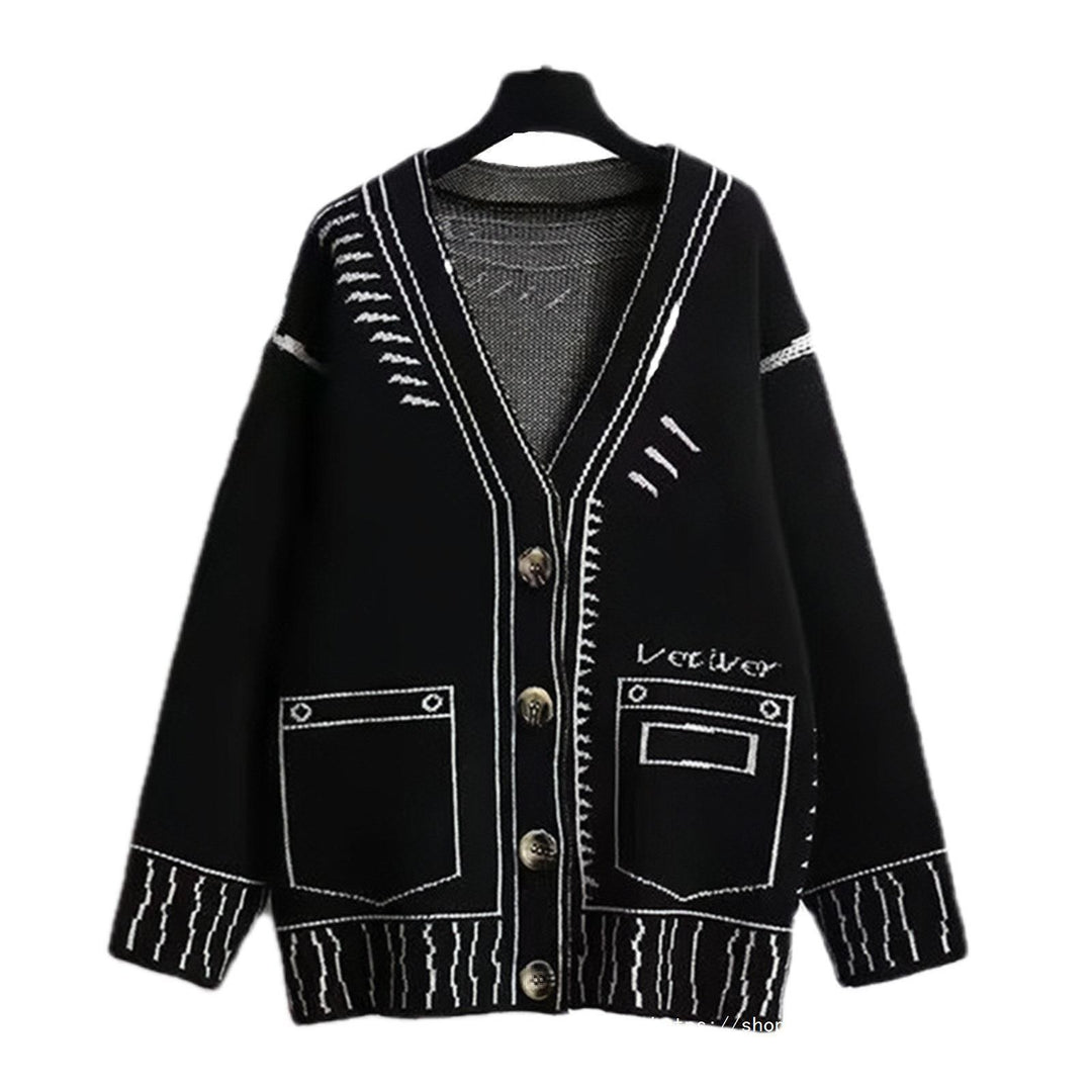 Damen Strickjacke mit kreativem Design und hochwertigen Knöpfen R&B