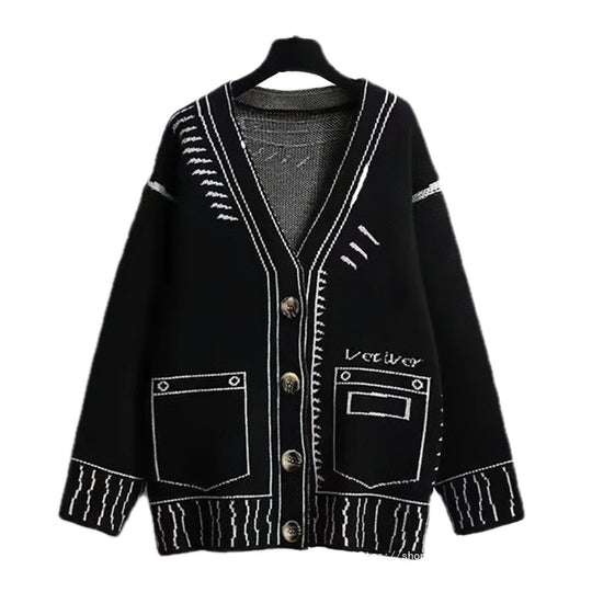 Damen Strickjacke mit kreativem Design und hochwertigen Knöpfen R&B