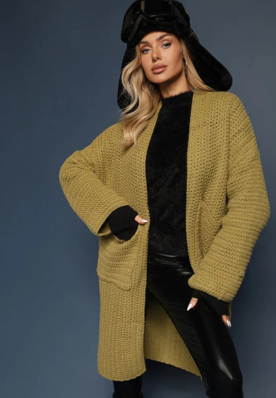 Damen Grobstrickjacke mit lässigem Schnitt und praktischen Taschen R&B