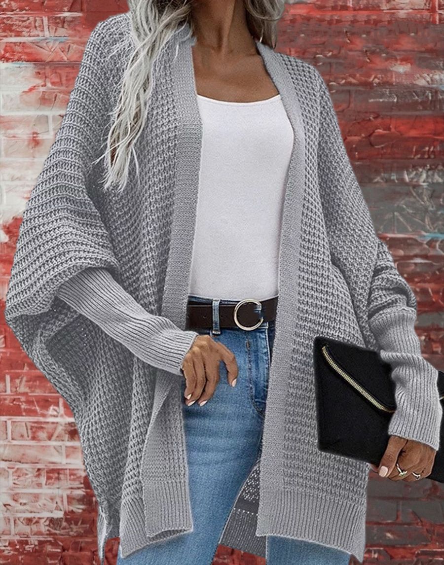 Damen Grobstrick Cardigan im lässigen Design mit weitem Schnitt und feiner Struktur R&B