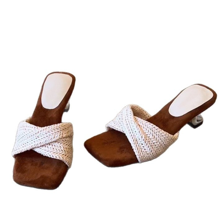 Damen modische Clogs mit geflochtenem Design und bequemer Sohle R&B