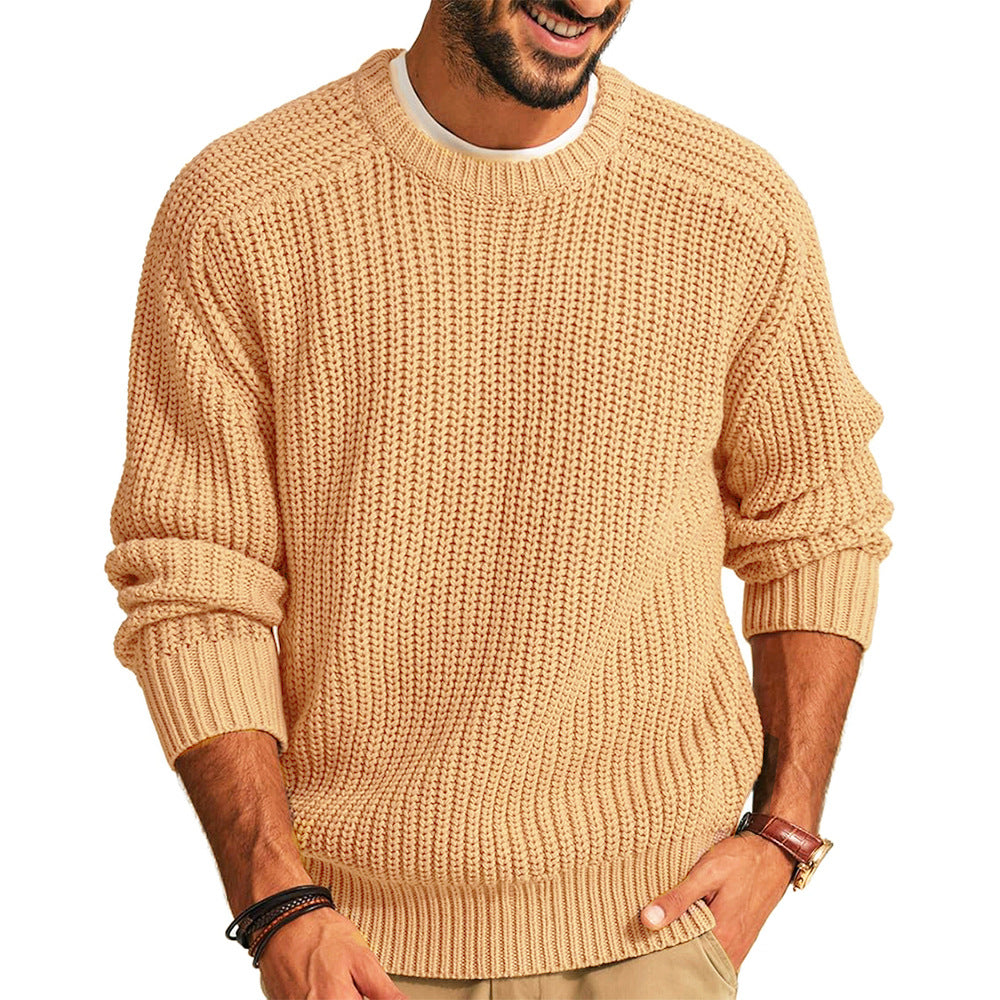 Herren lockerer Grobstrickpullover mit Raglanärmeln R&B