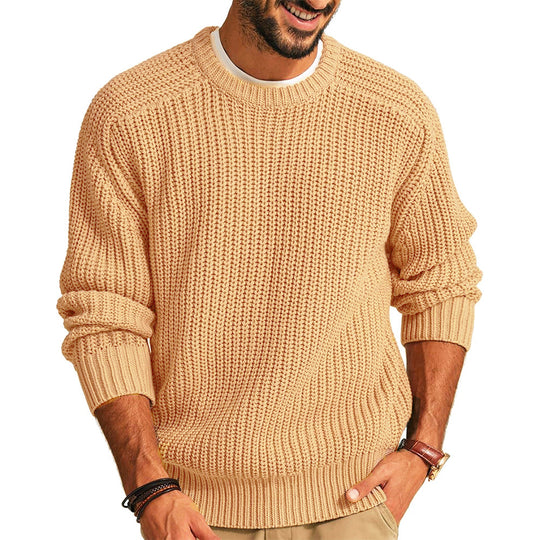 Herren lockerer Grobstrickpullover mit Raglanärmeln R&B