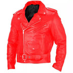 Herren Bikerjacke aus Leder mit asymmetrischem Reißverschluss R&B