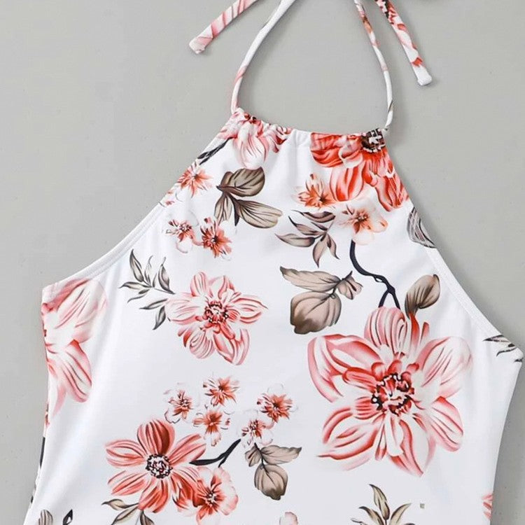 Damen Schnittiger Tankini mit floralem Design und verstellbaren Riemen R&B