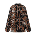 Damen Oversized Pullover mit animalischem Muster und hohem Kragen R&B