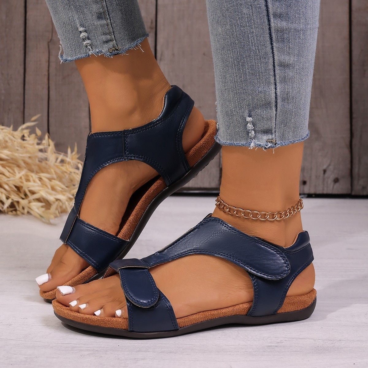 Damen Komfortable und stilvolle Riemensandalen mit anatomischem Fußbett R&B