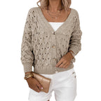 Damen Strickjacke mit luftiger Maschenstruktur und eleganten Knopfdetails
