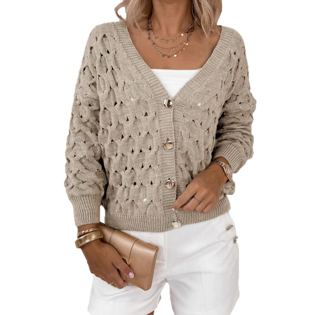 Damen Strickjacke mit luftiger Maschenstruktur und eleganten Knopfdetails