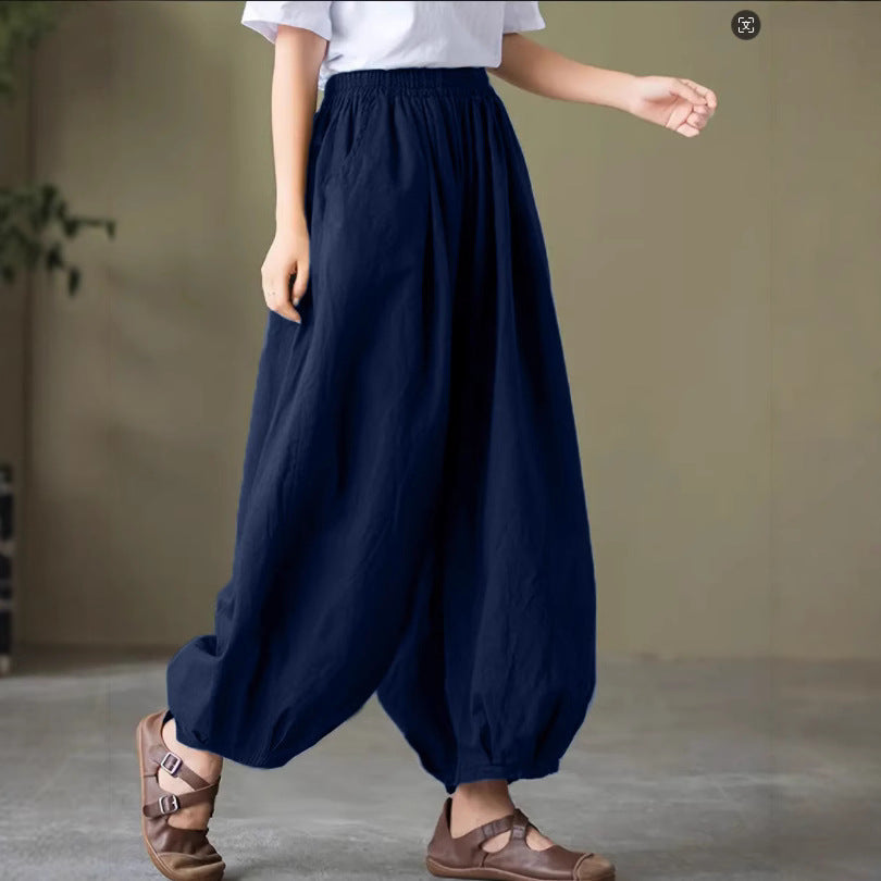 Damen Bequeme lockere Harem-Hose mit elastischem Bund R&B