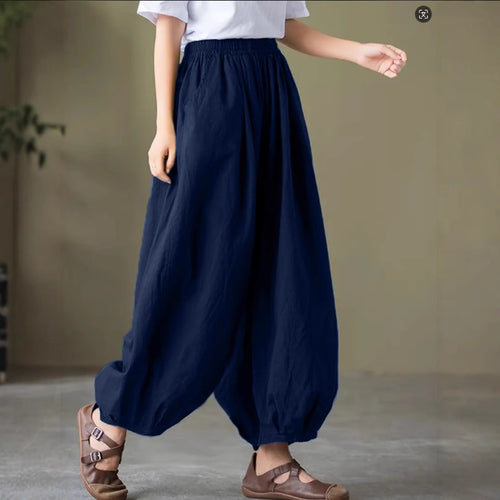 Damen Bequeme lockere Harem-Hose mit elastischem Bund R&B