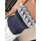 Damen Spaghetti-Träger Top mit elegantem Spitzenrand R&B