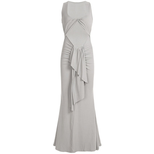 Damen Elegantes Langarmkleid mit asymmetrischer Drapierung R&B