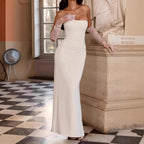 Damen Elegantes Hochzeitskleid mit schulterfreiem Design und Spitzenärmeln