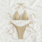 Damen Triangel-Bikini mit strukturiertem Oberteil und hohem Beinausschnitt