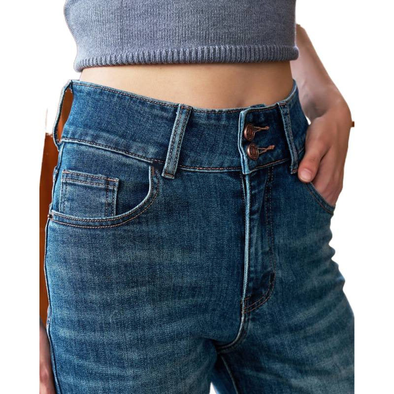 Damen Weit geschnittene Jeans mit hohem Bund und klassischem Denim-Look R&B