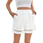 Damen Sommerliche Blütenstickerei Shorts R&B