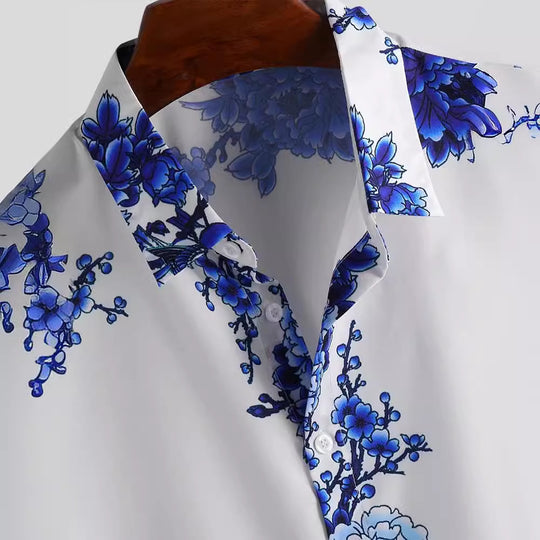 Herren Kurzarmhemd mit elegantem floralem Druck und hochwertigem Material R&B