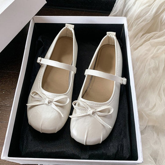 Damen elegante Ballerinas mit Schleifenakzent und verstellbarem Riemen R&B