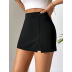 Damen Minirock mit schrägem Schnitt und Knopfdetails R&B