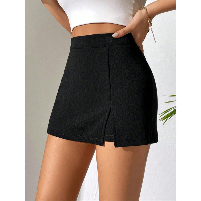 Damen Minirock mit schrägem Schnitt und Knopfdetails R&B