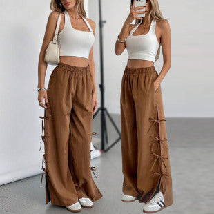 Damen weite Freizeithose mit seitlichen Schnürdetails R&B