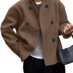 Damen Wolljacke mit doppelter Knopfleiste und weitem Schnitt R&B