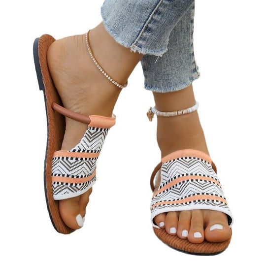 Damen modische Zehentrenner-Sandalen mit auffälligem Muster R&B