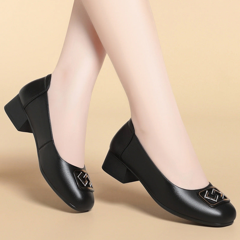 Damen Elegante Ballerinas mit modischem Schmuckdetail und bequemem Blockabsatz R&B