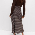 Damen Fließender Maxirock mit Polka-Dots