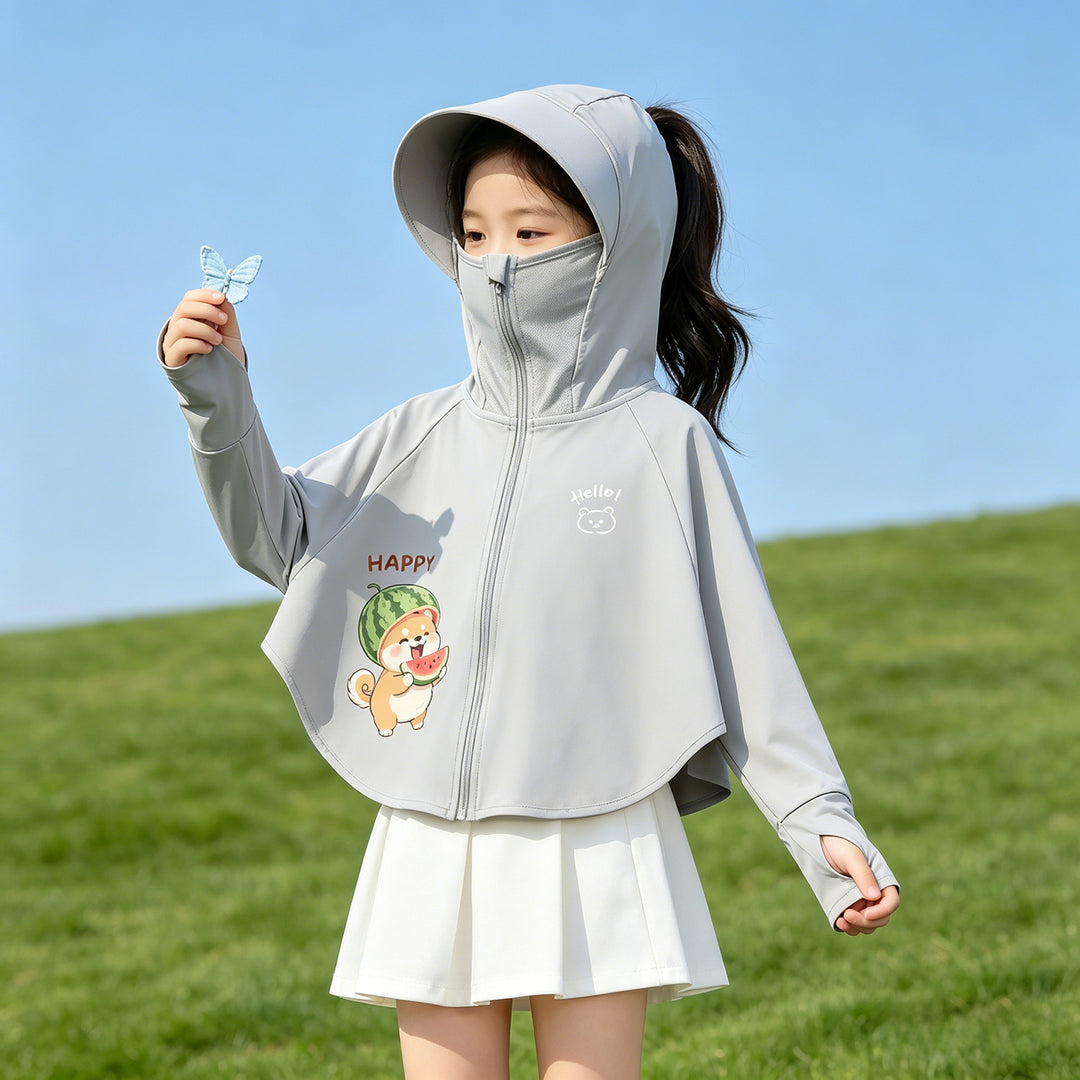Kinder Sonnenschutzjacke mit Kapuze und atmungsaktivem Stoff R&B