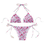 Damen Triangel-Bikini mit floralen Rüschen