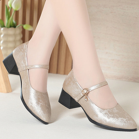 Damen Mary Jane Pumps mit zartem Riemchen und komfortablem Blockabsatz R&B