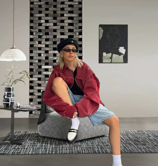 Damen modische Jacke mit trendigen Stickdetails und lässigem Schnitt R&B