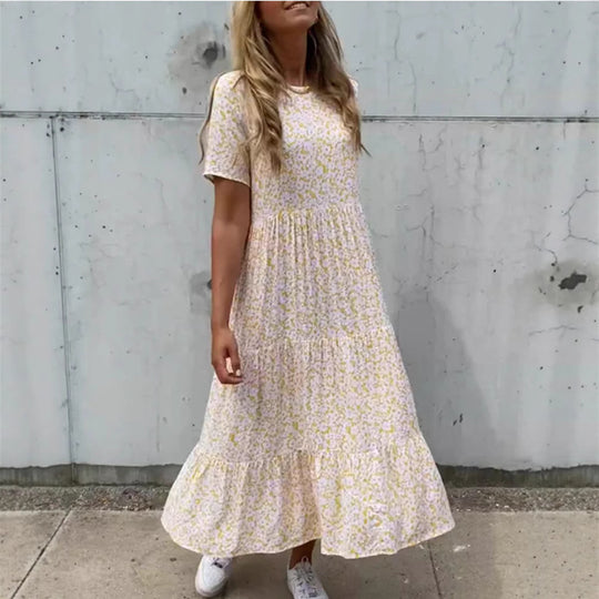 Damen Maxikleid mit floralen Mustern Heidi-Mode