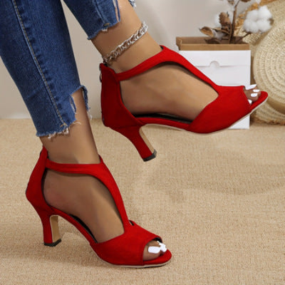Damen Absatzsandalen mit offenen Riemen und modischem Schnürdesign R&B
