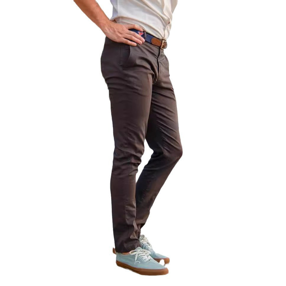 Herren elegante Chinohose mit elastischem Bund und schmalem Schnitt
