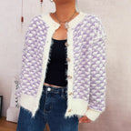 Damen gemütlicher Strickcardigan mit dekorativem Knopfdesign R&B