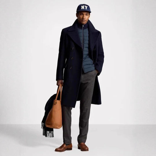 Herren eleganter klassischer Übercoat mit herausnehmbarer Weste R&B
