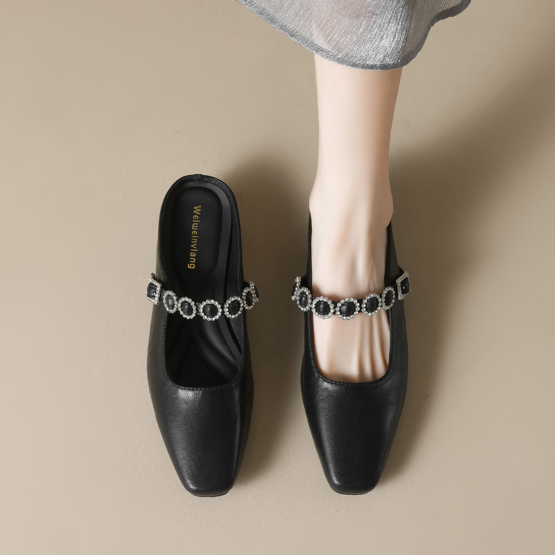 Damen elegante Slingback-Mules mit modischem Riemen und luxuriöser Schnallenakzent R&B