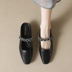 Damen elegante Slingback-Mules mit modischem Riemen und luxuriöser Schnallenakzent