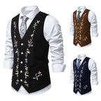 Herren elegante Weste mit floralem Stickdesign R&B