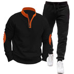 Herren Sportliches Hoodie- und Jogginganzug-Set mit kontrastierenden Ärmelakzenten R&B