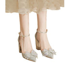 Damen elegante High Heels mit funkelndem Schleifendesign R&B