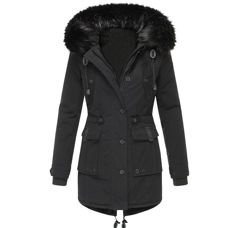 R&B | Lange Winterjacke mit Knopfverschluss für Damen Ideal für Die Kalte Saison