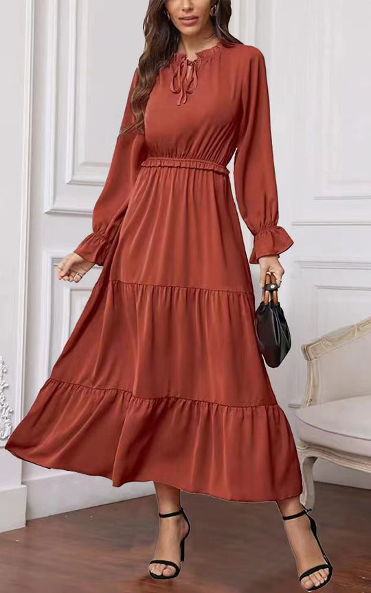 Damen Maxikleid mit voluminösen Ärmel- und Rüschendetails R&B