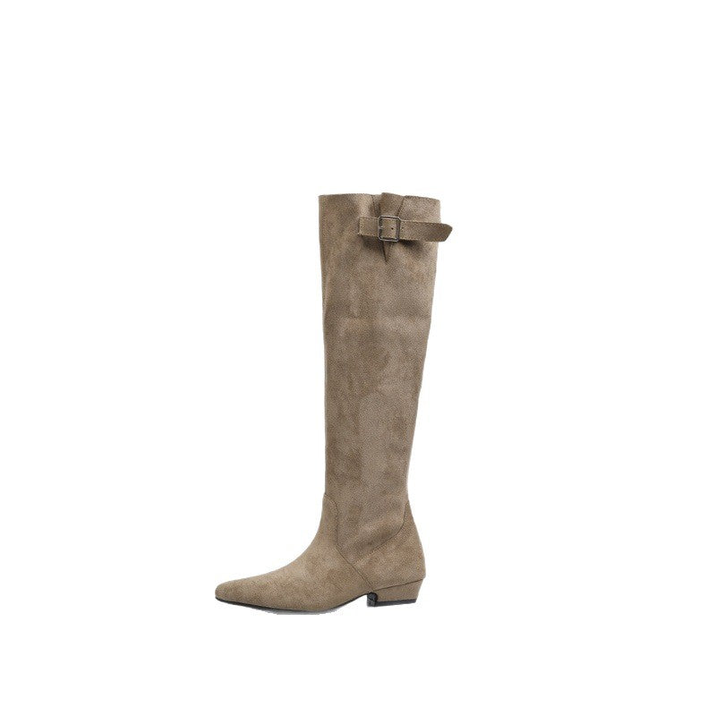 Damen Überknie Stiefel mit eleganter Schnalle R&B