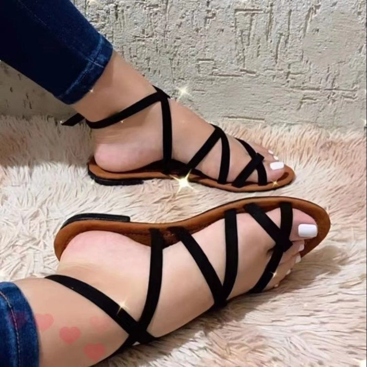 Damen modische Riemchensandalen mit flexiblem Fußbett R&B