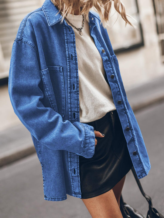 Damen Oversized Denim Hemdjacke R&B